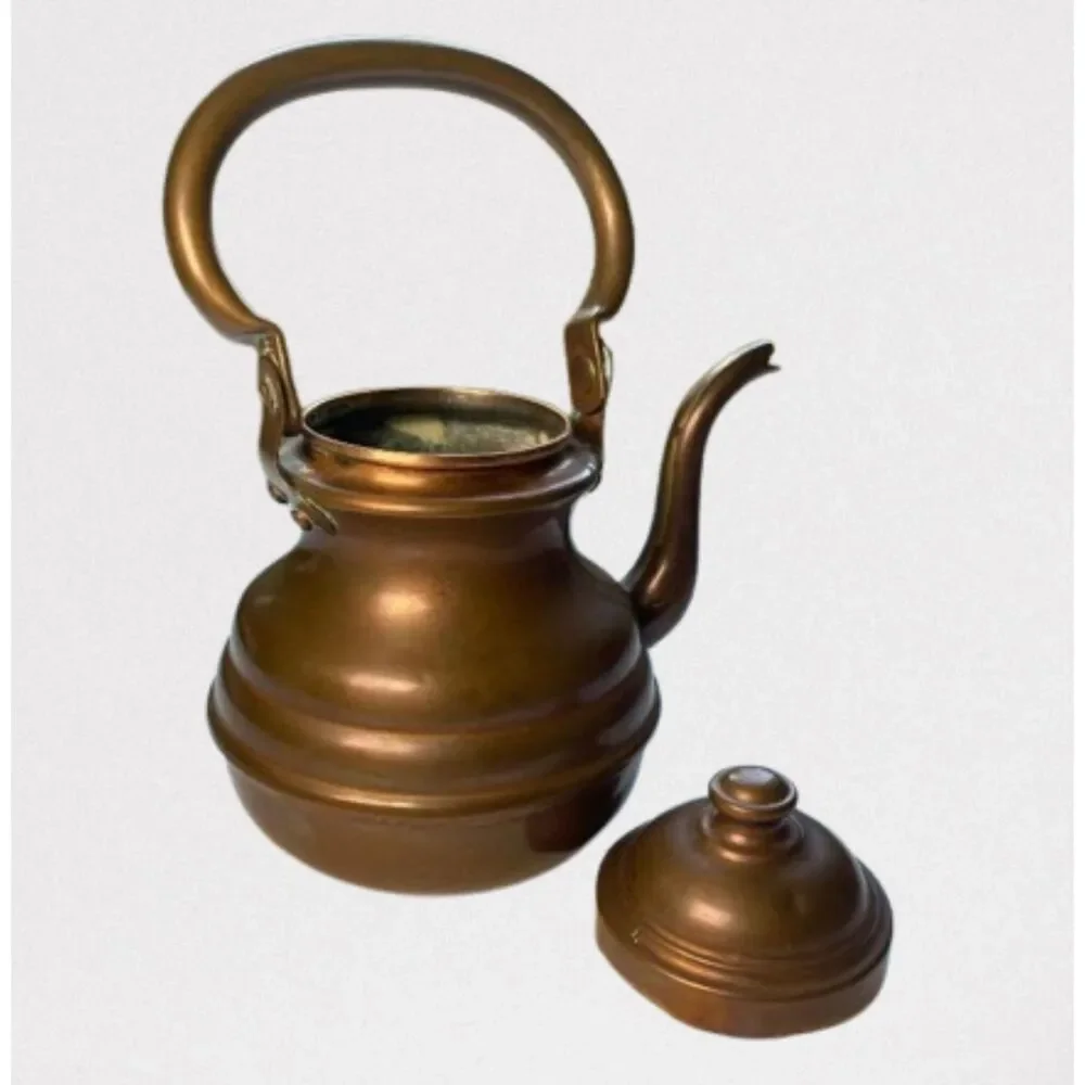 Vintage Copper Small Tea Kettle Gooseneck Spout w/Functional Swing Handle Petina